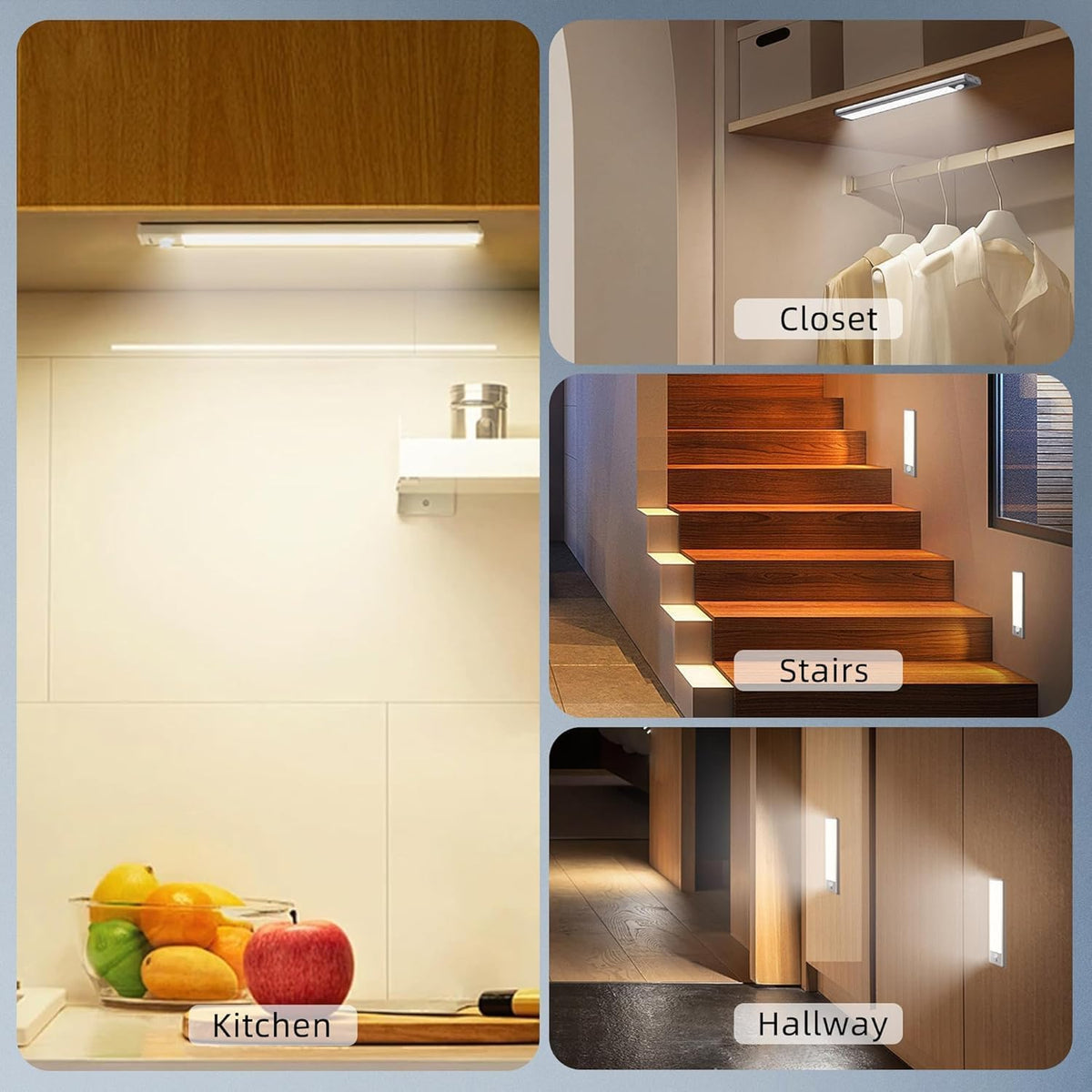 2Pack LED Motion Sensor Light,Under Counter Lighting, Wireless USB Rechargeable