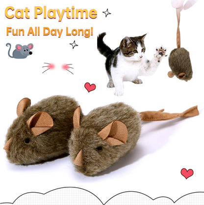3 Pack Furry Cat Mouse Toy with Rattle Sound,Interactive Cat Toy 5.5” Realistic Size