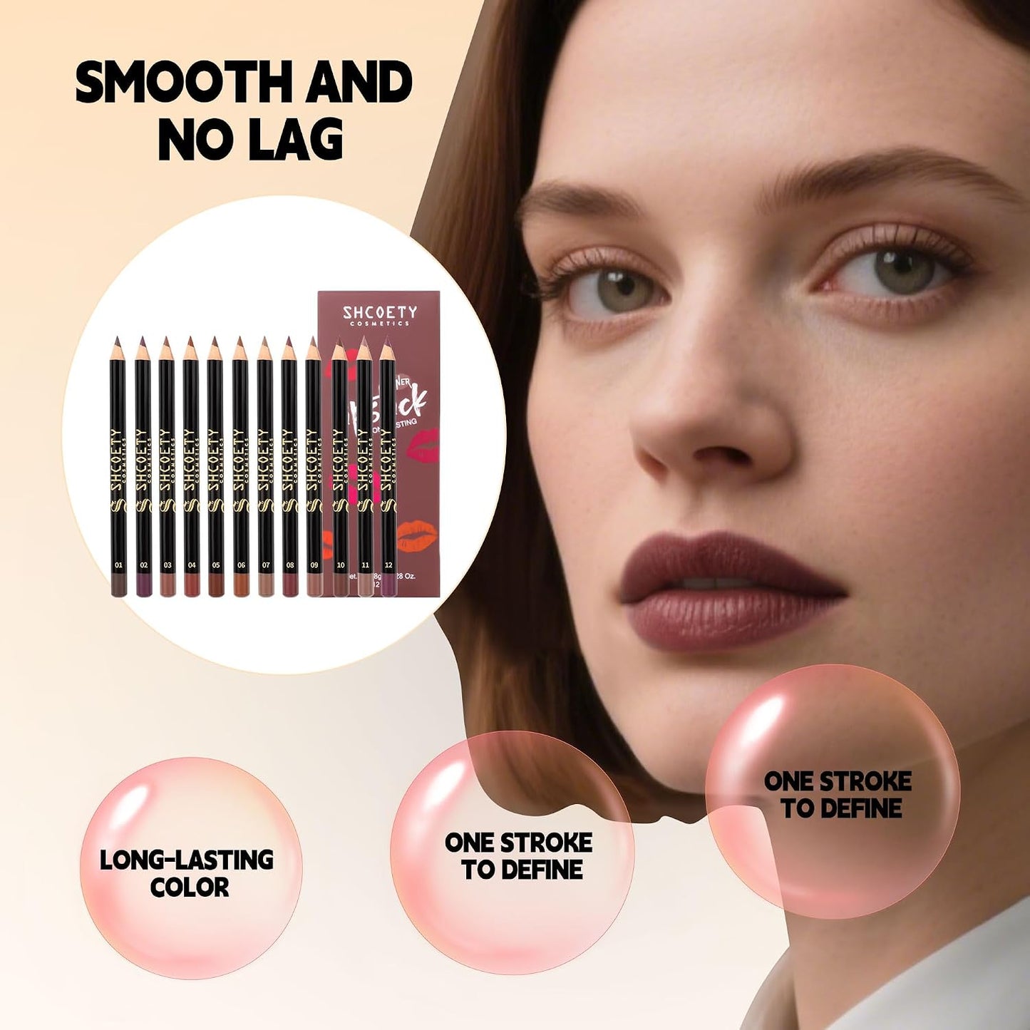 12pcs Nude Natural Smooth Lip Line Pencil Set