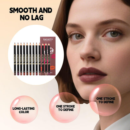 12pcs Nude Natural Smooth Lip Line Pencil Set