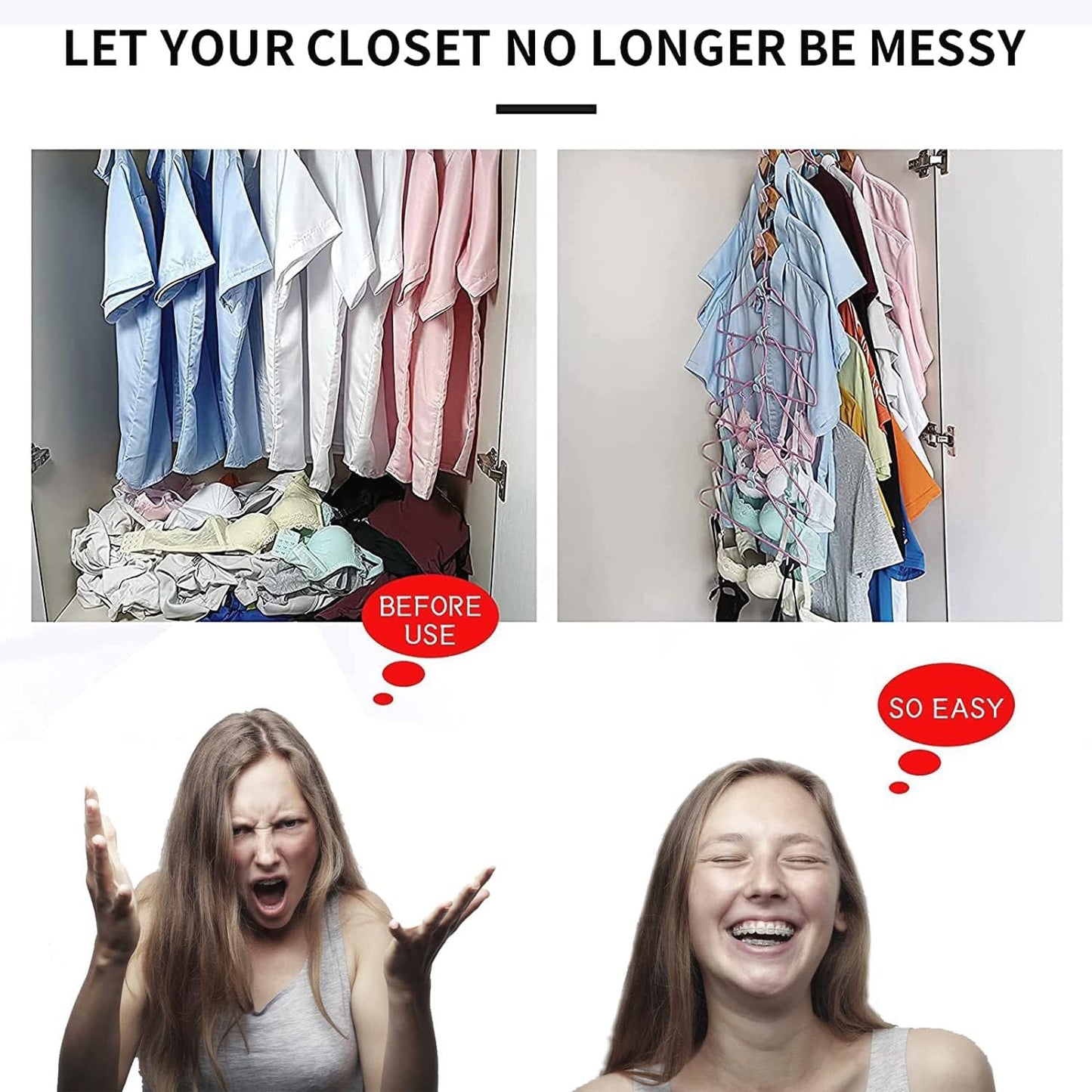 50PCS Clothes Hook Hanger Space Saving Closet Organizer