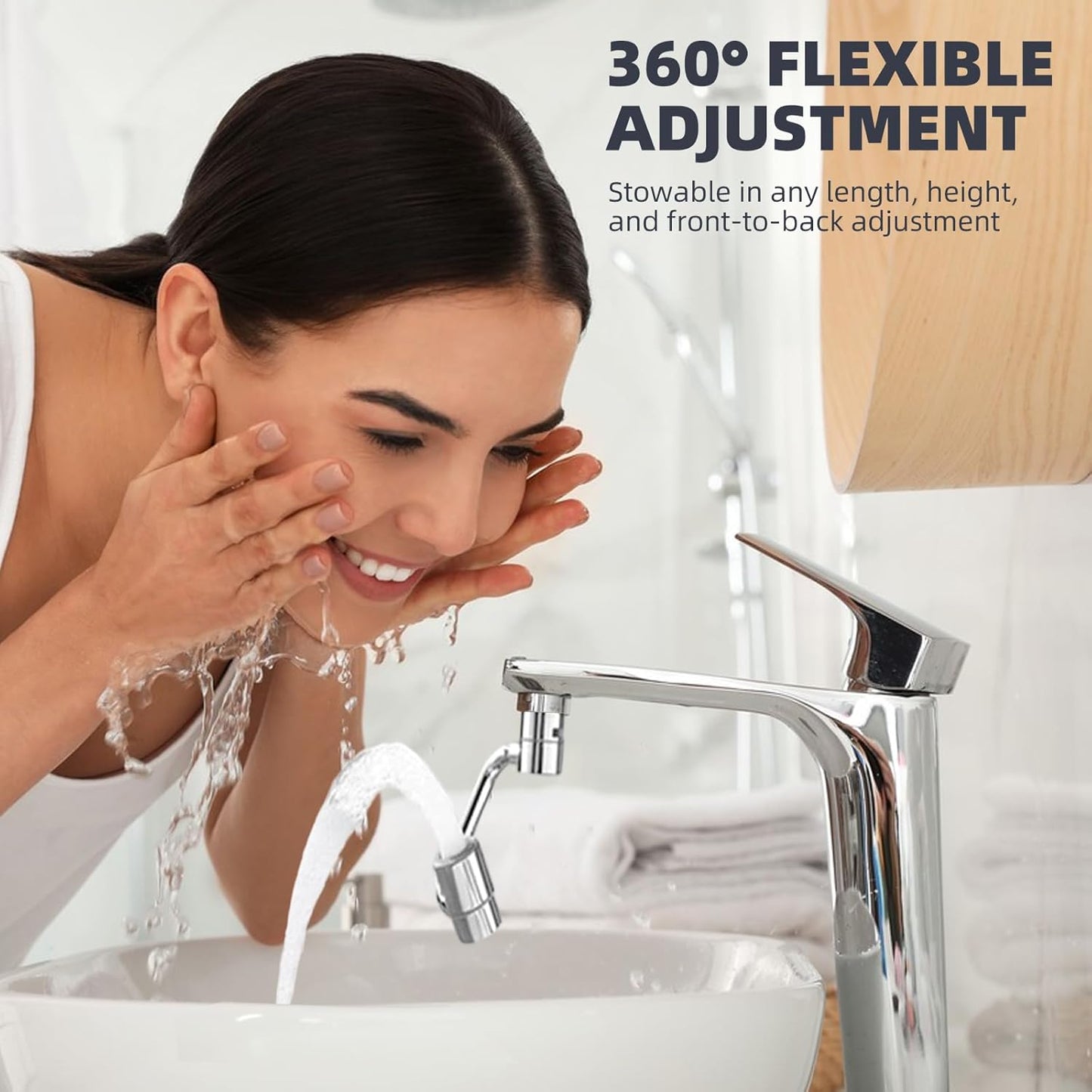 Universal Stainless Steel 360° Rotatable Faucet Aerator Extension