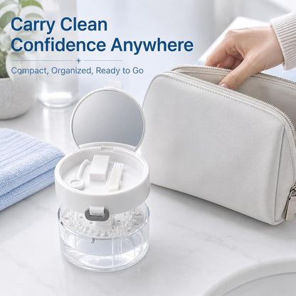 3-in-1 Portable Retainer Case with Mirror and Cleaning Brush