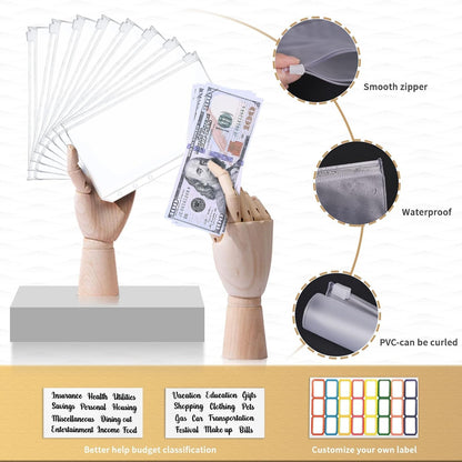Budget Binder, Cash Envelopes for Budgeting, Money Organizer for Cash, 28Pcs Budget Binder with Cash Envelopes, Marble 6-Ring Money Saving Binder