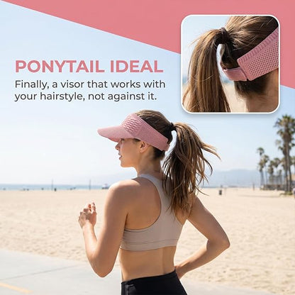 2-Pack Women’s Open-Top Breathable UV-Protection High-Ponytail Sun Visor Hats