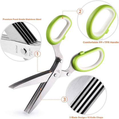 5 Blade Stainless Steel Kitchen Scissors with Cleaning Comb