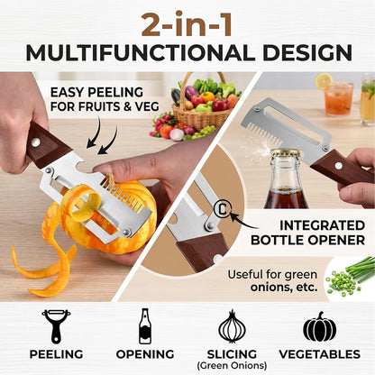 Wooden Handle Multifunctional Kitchen Vegetable Peeler