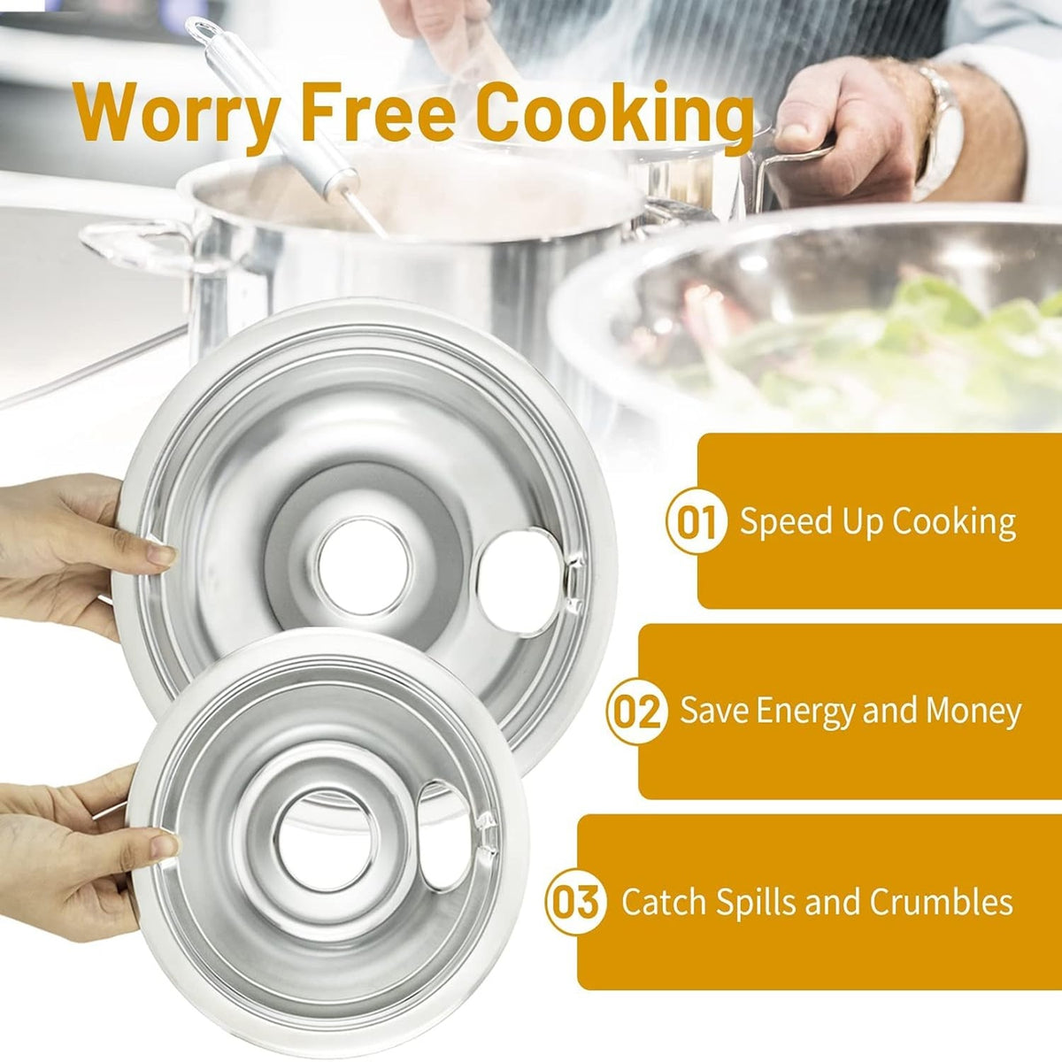 4-Piece Drip Pans Set - Compatible with GE Stoves