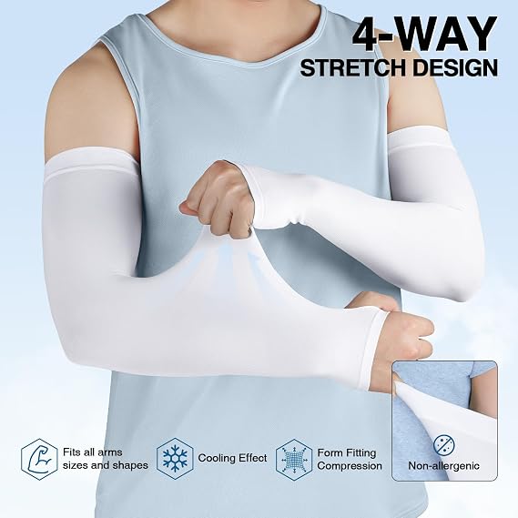 6 Pairs Sun Protection Cooling Arm Sleeves for Men & Women