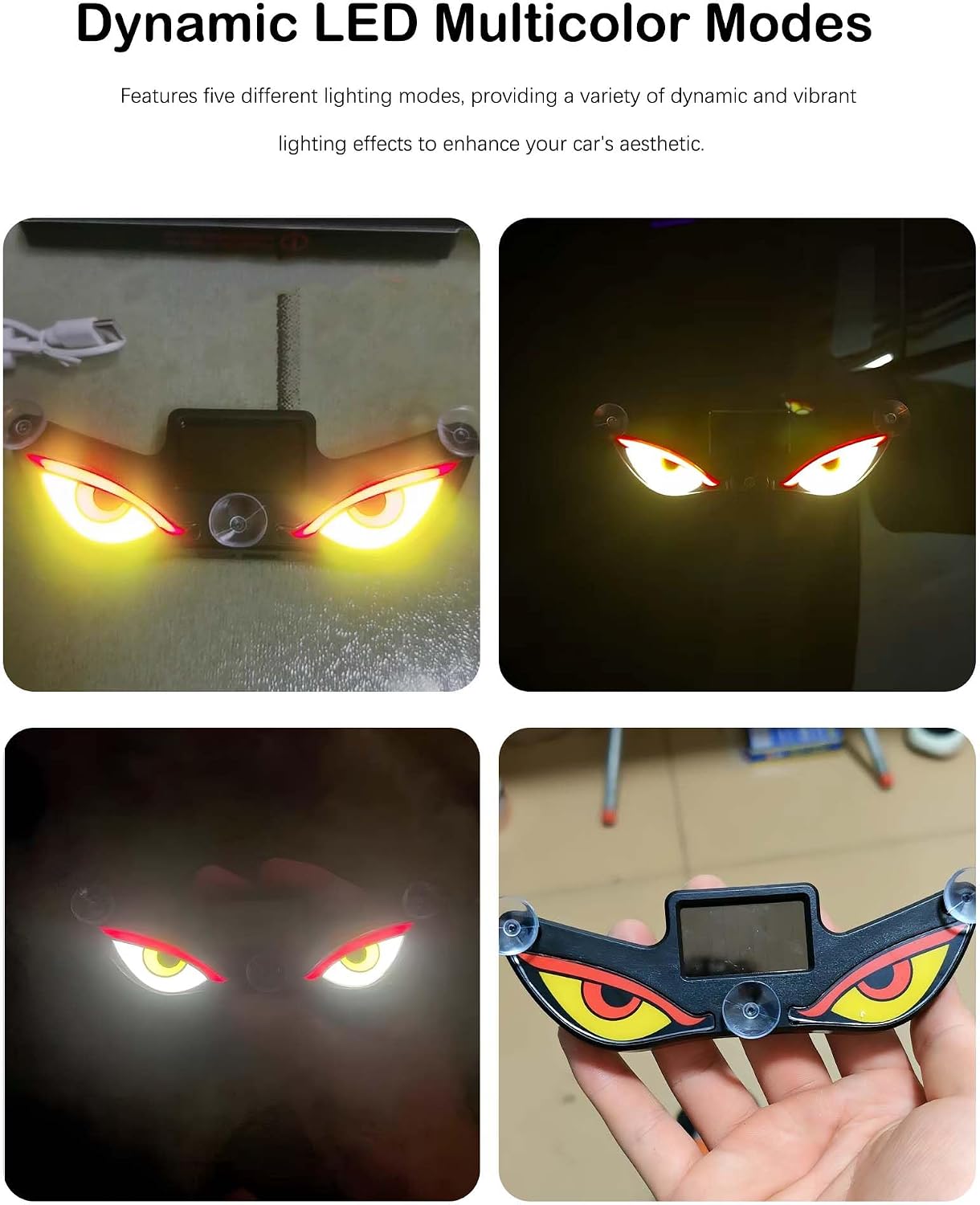 Dynamic Solar LED Devil Eye Car Windshield Accent Light