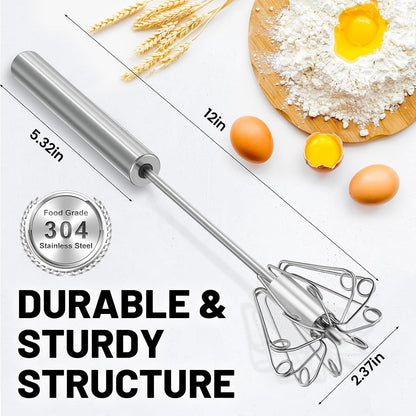 Semi-Automatic Stainless Steel Egg Beater – Hand Push Whisk for Baking