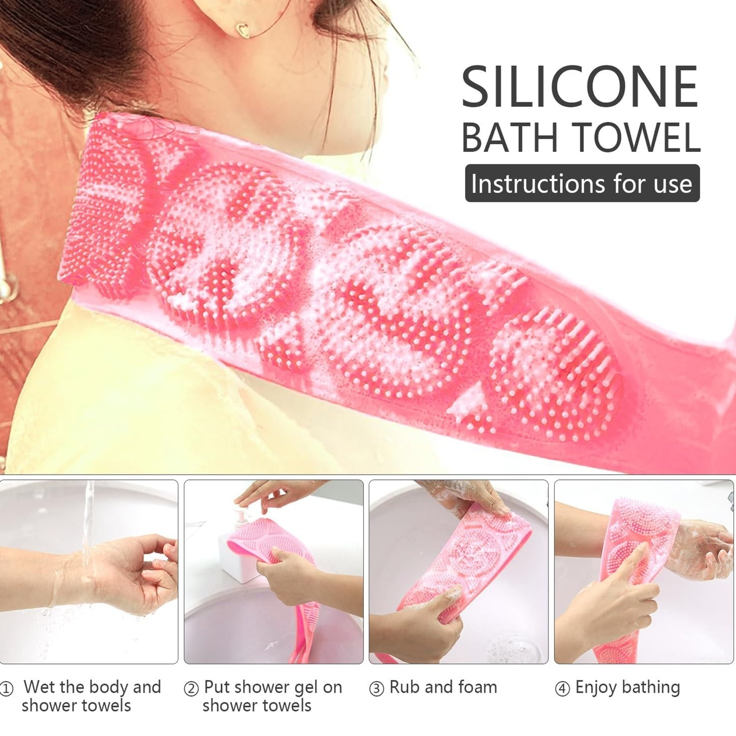 2pcs Silicone Exfoliating Bath Body Brush with Handle