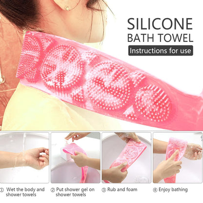 2pcs Silicone Exfoliating Bath Body Brush with Handle