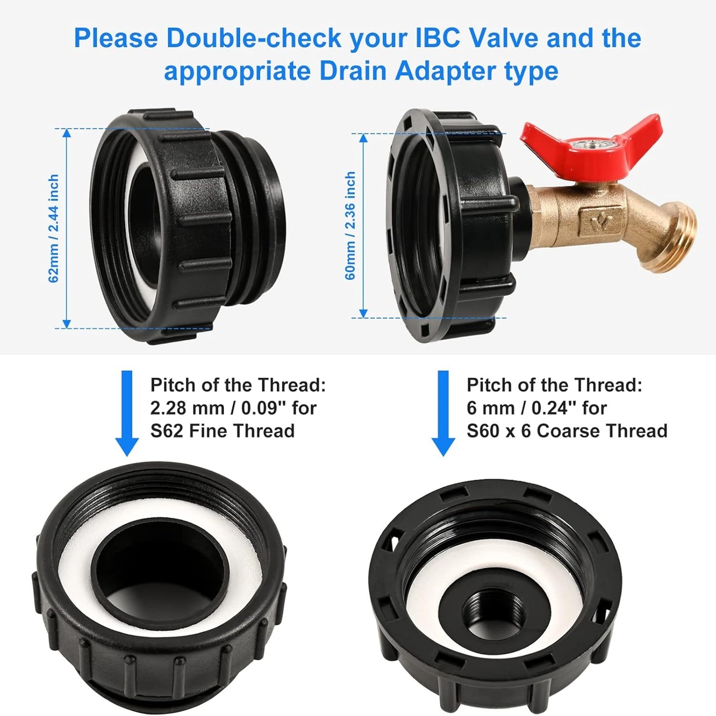 275-330 Gallon IBC Tote Water Tank Adapter 3/4" Brass Fittings Valve Connector