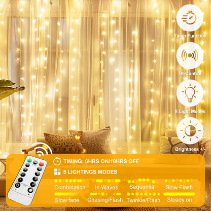 White Tulle Curtain with Lights String Backdrop for Wedding 63x118inch