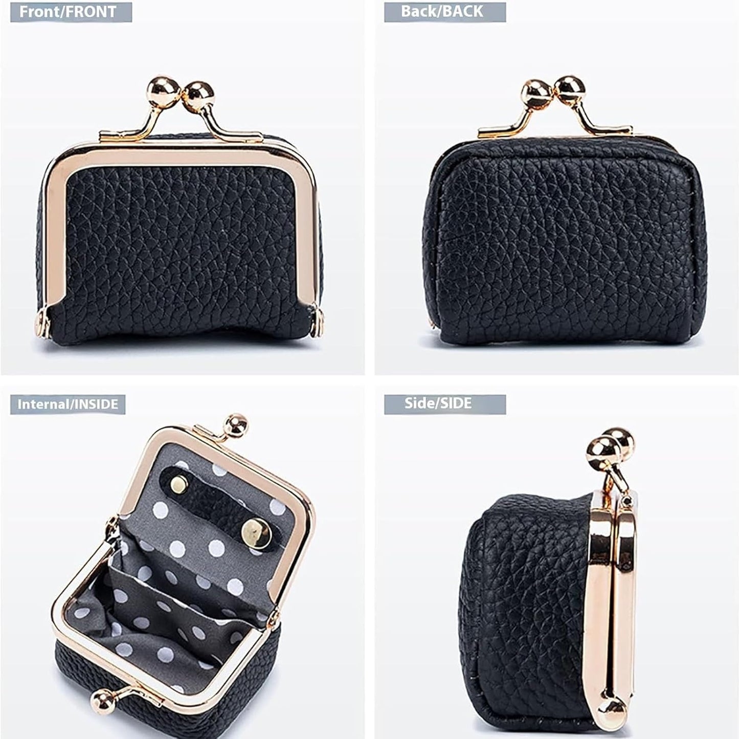 Mini Jewelry Box - Portable Vintage-Inspired Genuine Leather Coin Purse Jewelry Case with Kiss Lock