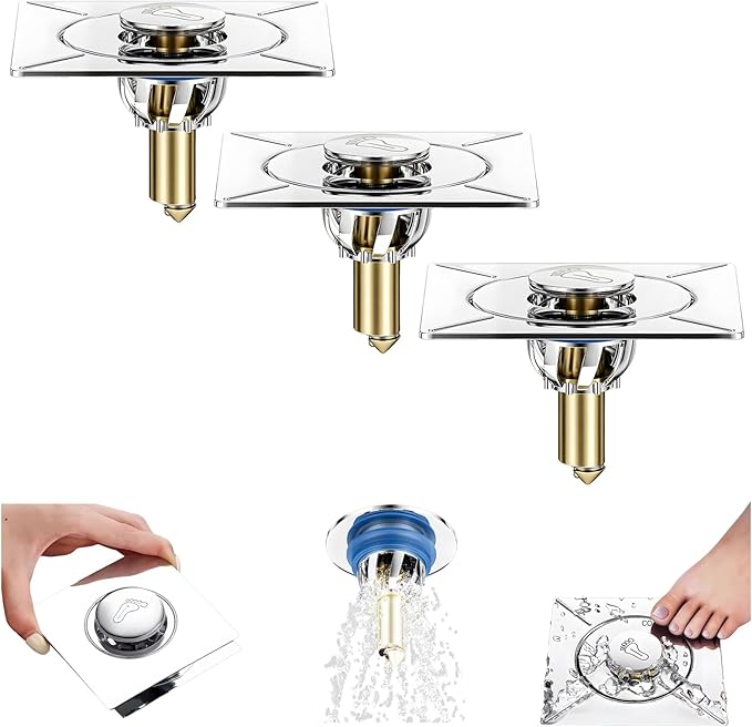 3 Pack Universal 2 in 1 Pop Up Bathroom Sink Stopper