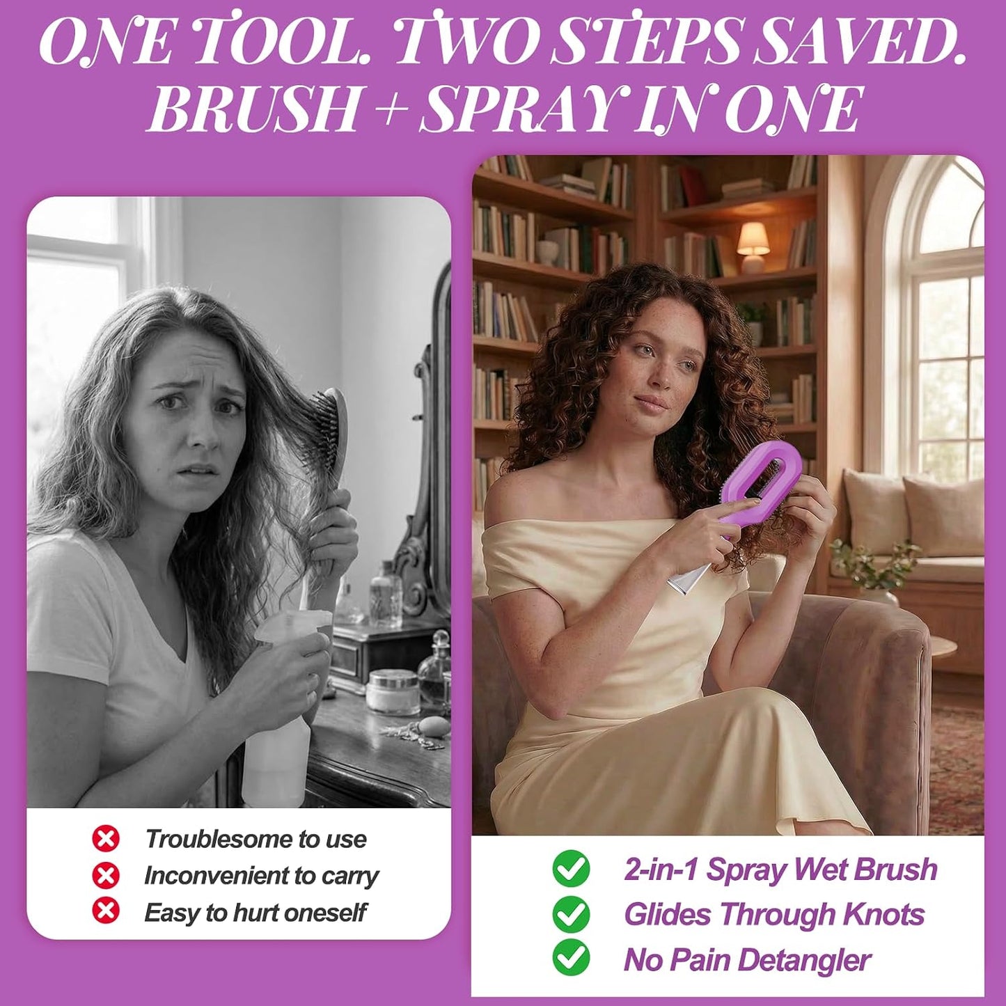 Curl Refresh Detangling Brush with Fine Mist Spray
