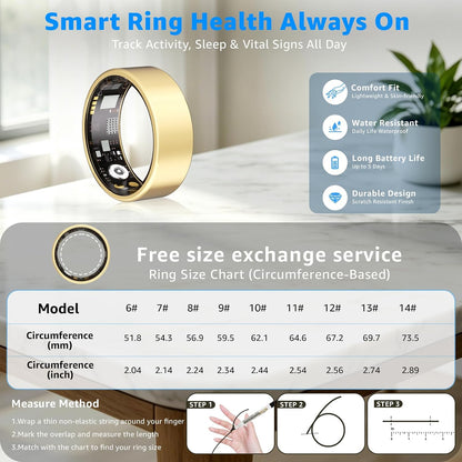 Smart Ring Fitness Tracker for Women Men without Subscription