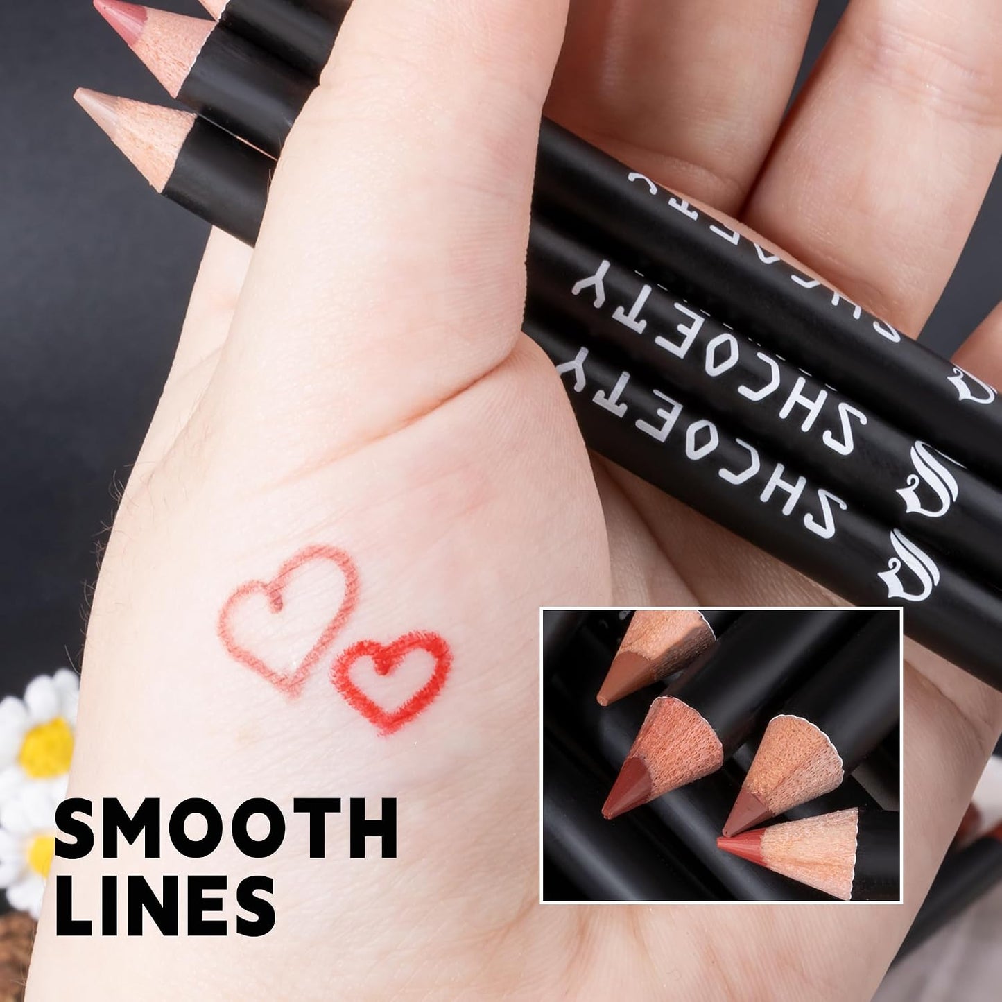 12-piece Nude Lip Line Set, Natural, Smooth Matte Lipstick Pencil