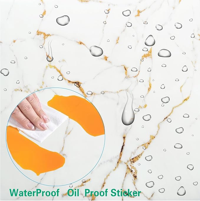 10 PCS Peel and Stick Backsplash Marble Look 12"X12" Self Adhesive Wall Tile