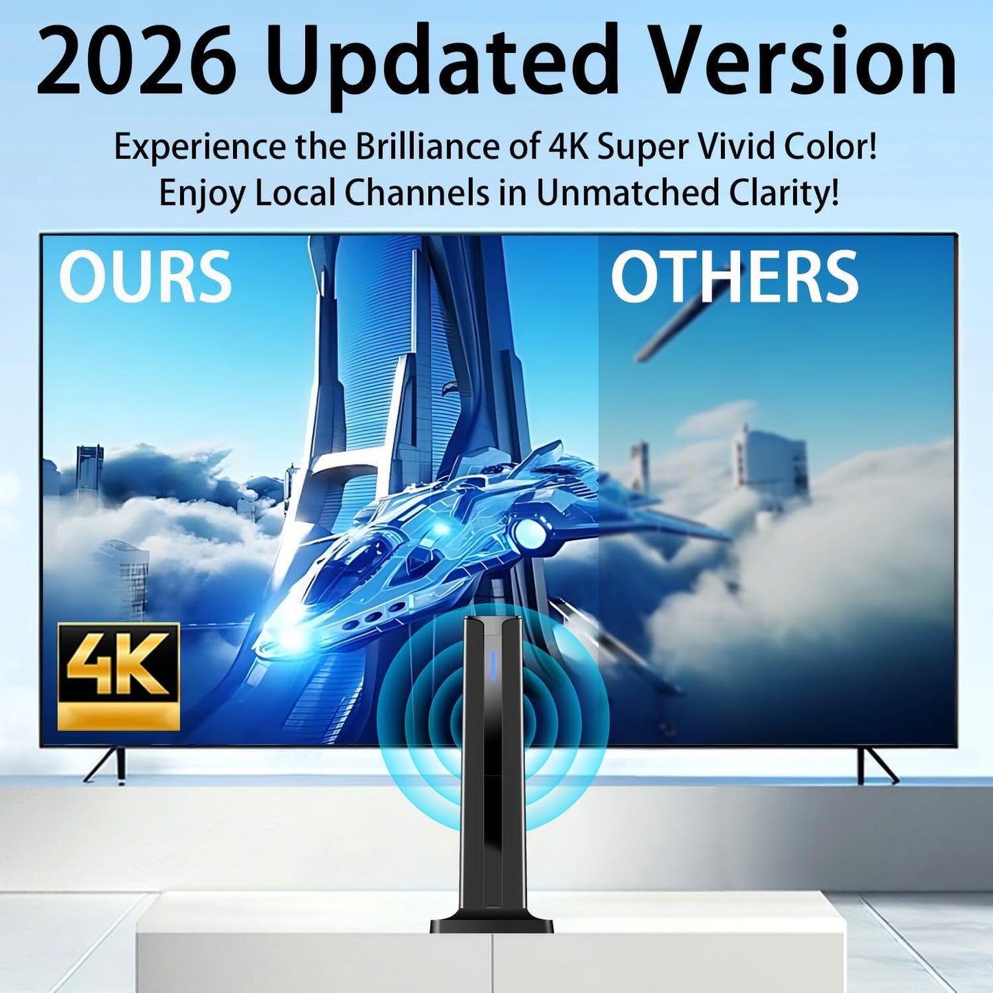 Digital TV Antenna for Smart TV Indoor with 360° Long Range Reception