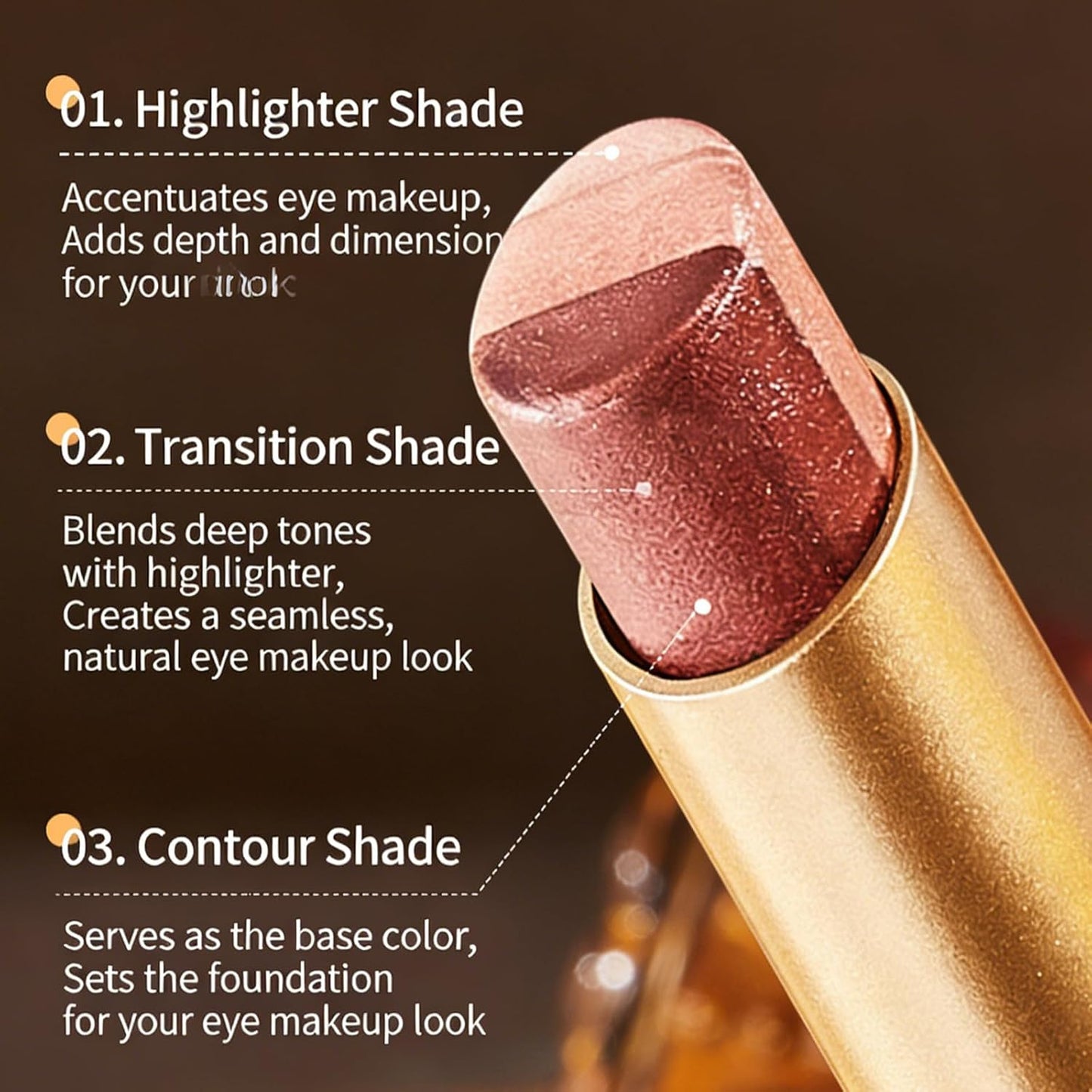4Pcs/Set 3 Color Waterproof Long-lasting Gradient Eyeshadow Stick