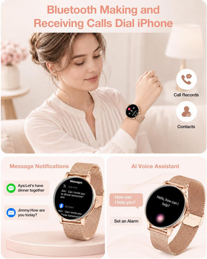 1.27" HD Fitness Tracker Smart Watch for Women 130+ Sports Modes, Heart Rate/Sleep Monitor, IP68 Waterproof, Compatible with iOS & Android