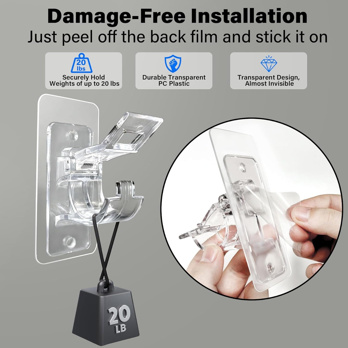 6-Pack Multipurpose Nail-Free Stick on Curtain Rod Hooks Hangers