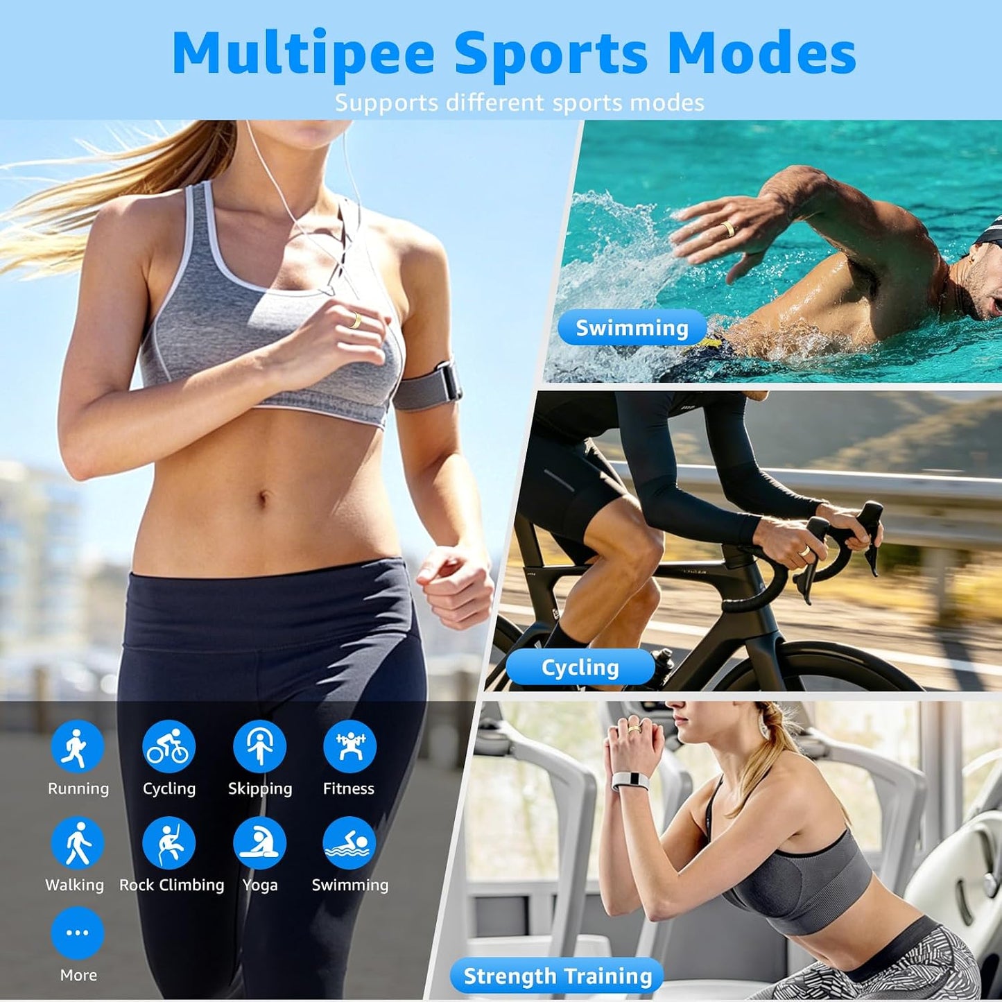 Smart Ring Fitness Tracker for Women Men without Subscription