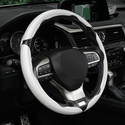 3pcs Carbon Fiber Anti-Skid Steering Wheel Cover
