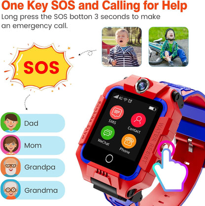 4G Kids Waterproof Smartwatch w GPS Tracker, Phone Watch & Video Chat for Age 3-14 Years