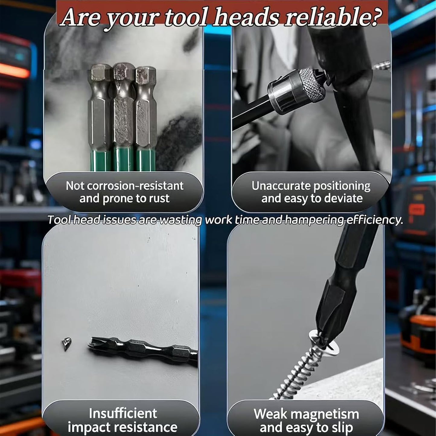 9-Pack High Magnetic Cross Head Drill Bit