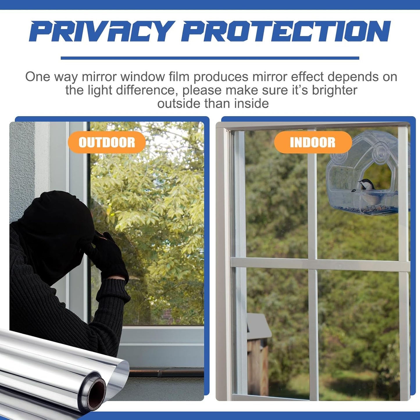 One Way Window Tint Privacy Reflective Anti UV Sun Blocking Thermal Insulated Film