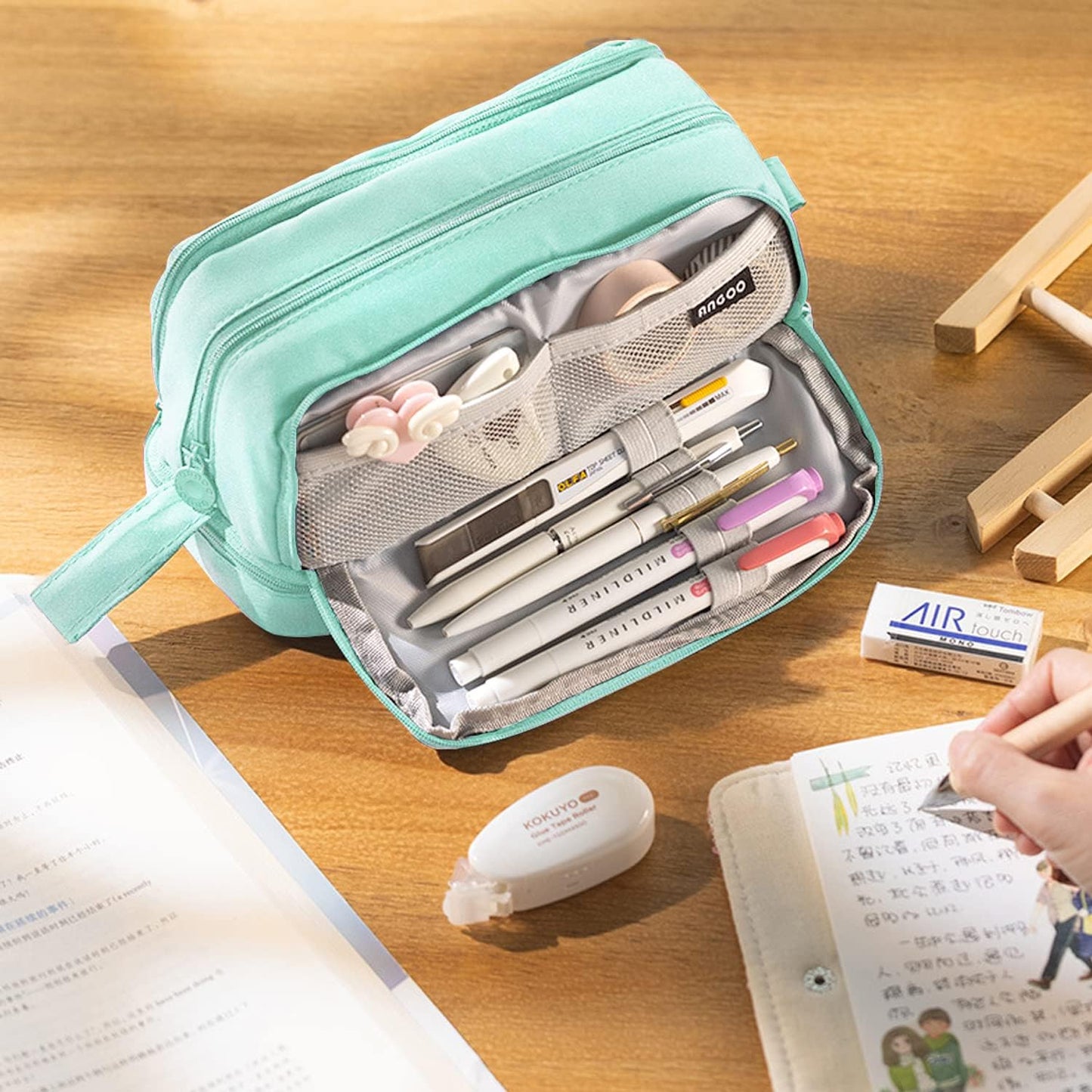 Portable Large Capacity Pencil Pouch Bag with Zipper