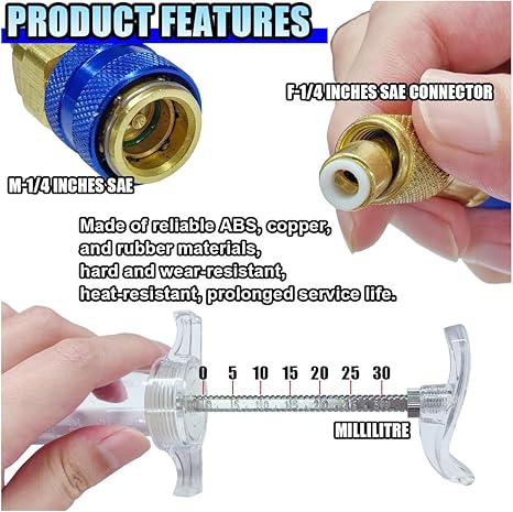 Hand Push Compressor Manual AC Oil Dye Injector with Quick Coupler
