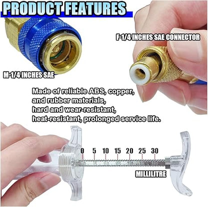 Hand Push Compressor Manual AC Oil Dye Injector with Quick Coupler