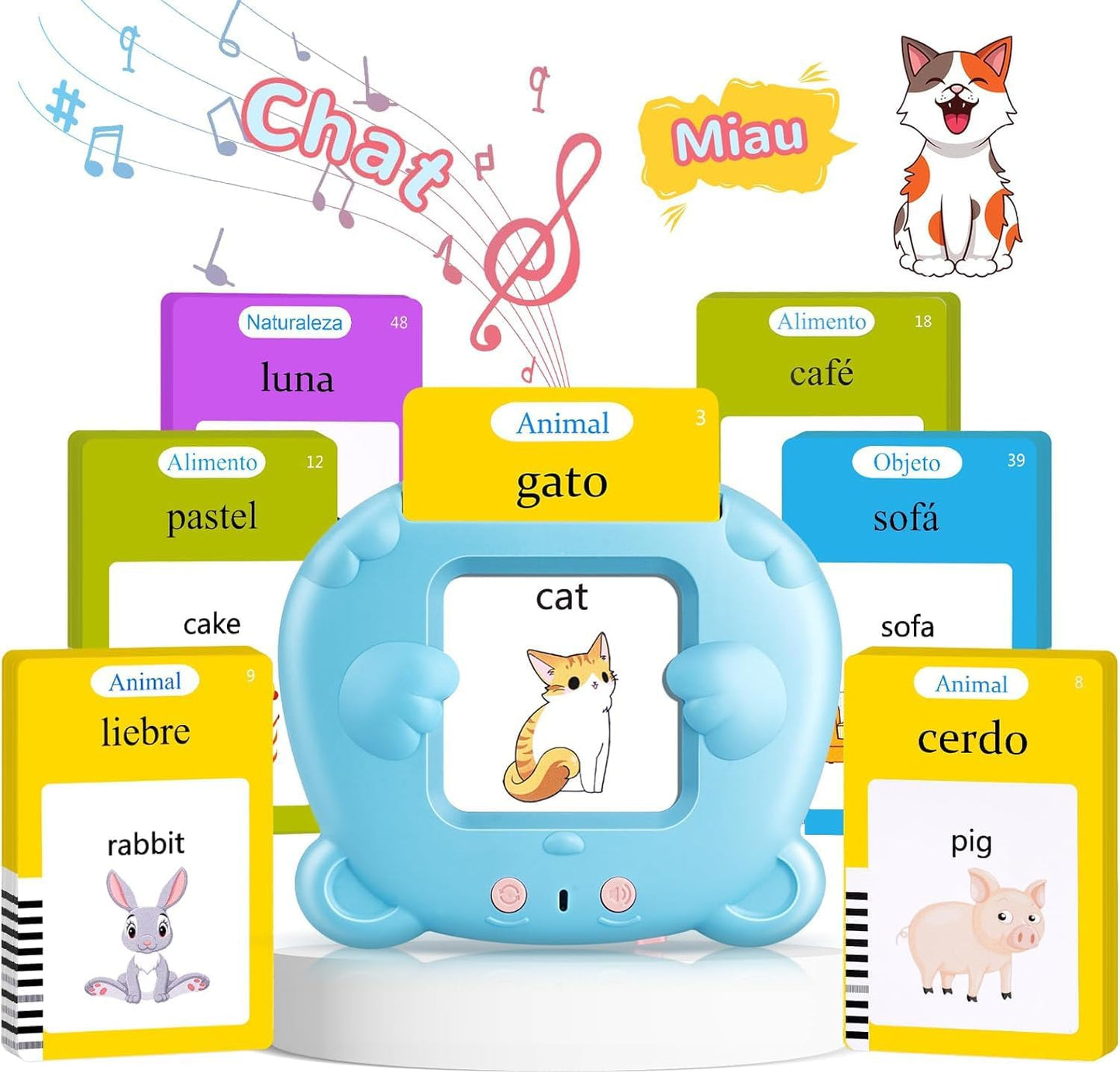 224 Words Spanish & English Talking Flash Cards for Toddler