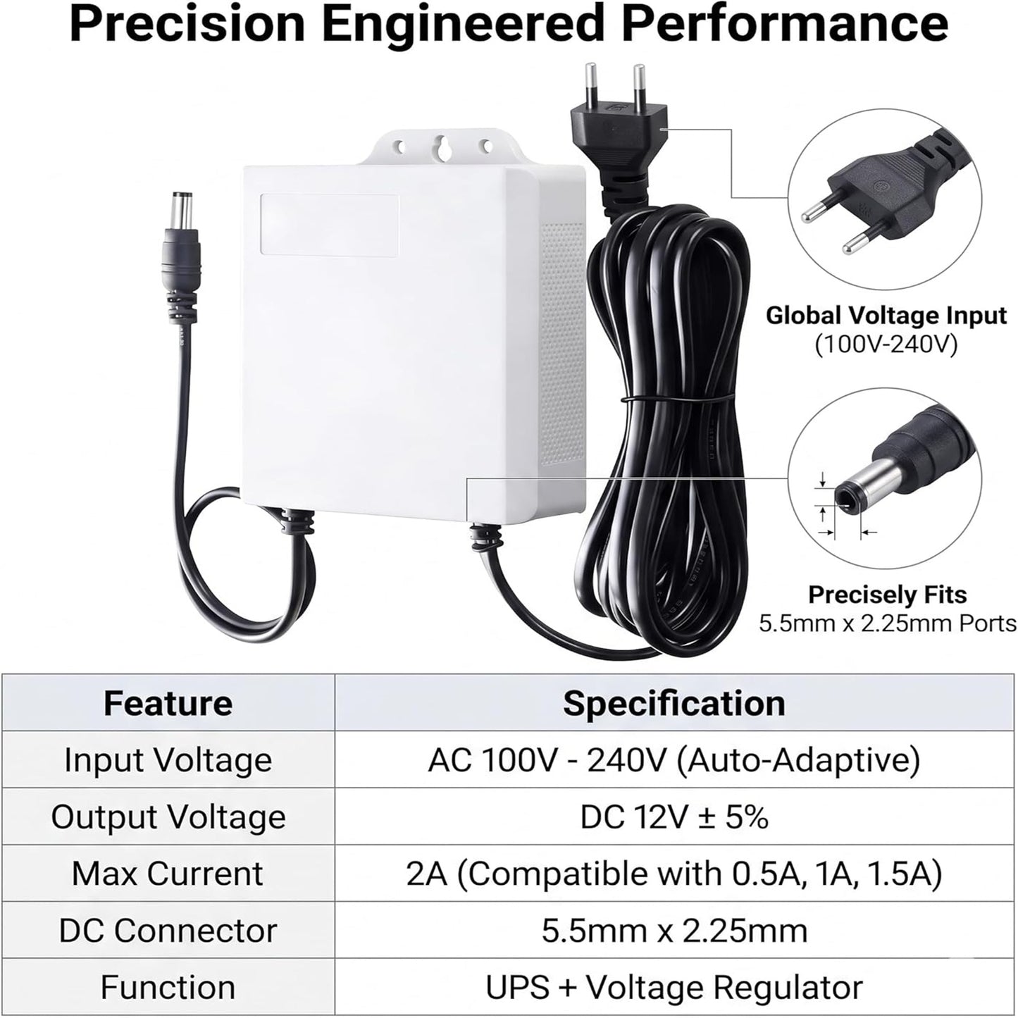 12V 2A Mini UPS Uninterruptible Power Supply DC Battery Backup