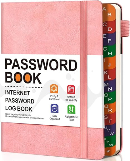 B6 Colorful Indexed Password Book with Alphabetical Tabs