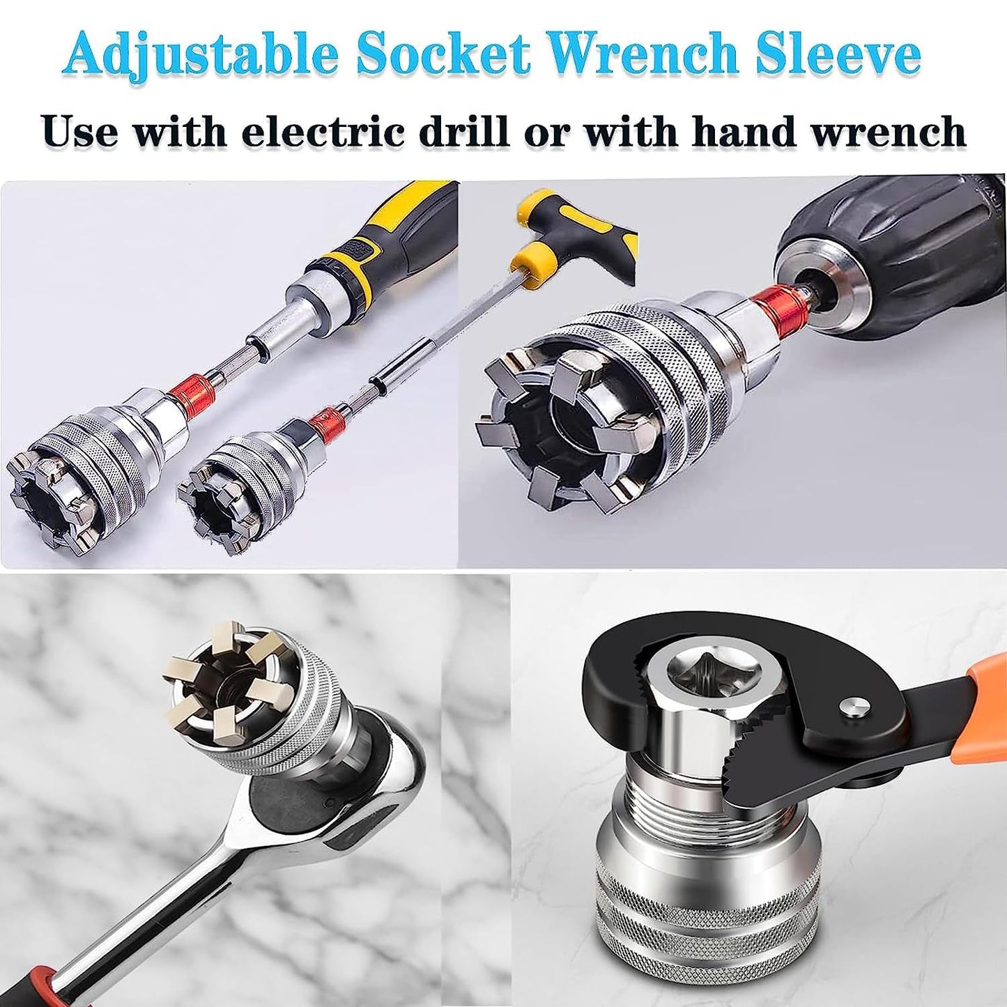 Adjustable Hex Universal Socket Torque Ratchet Adapter Wrench Head