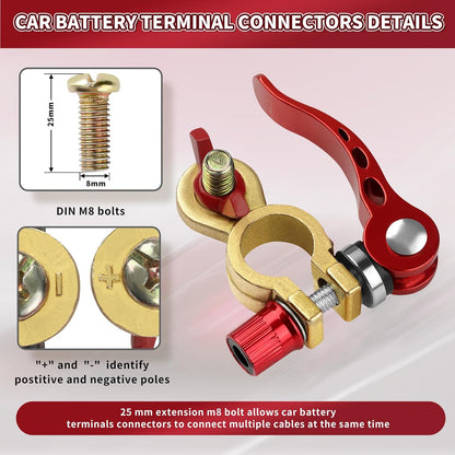 2PCS Car Battery Quick Release Terminal Connectors with Accessories