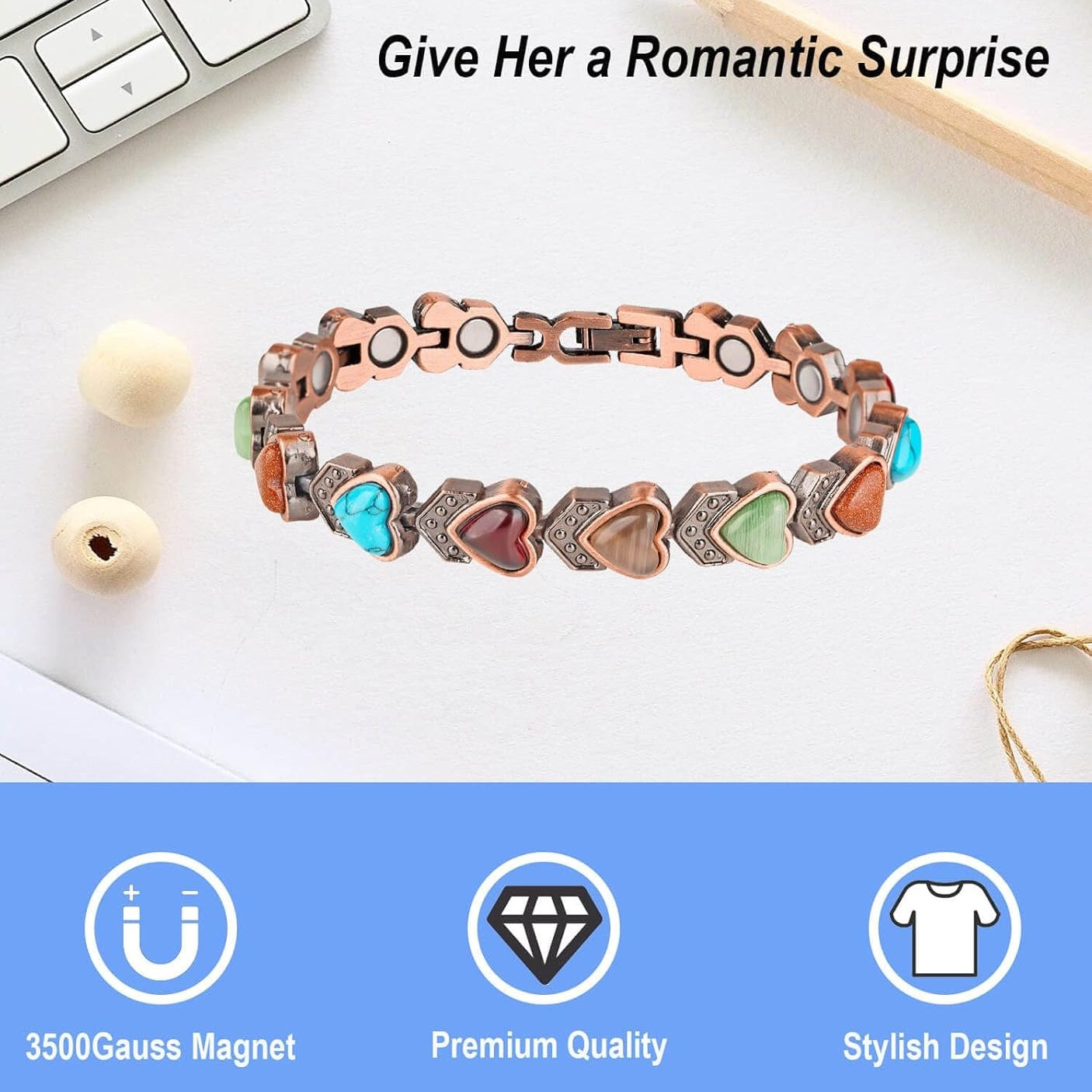 Magnetic Turquoise Copper Bracelets