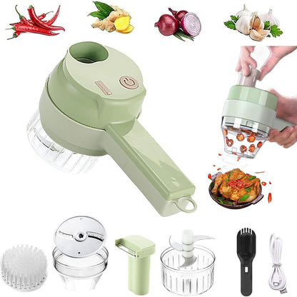 4 in 1 Electric Vegetable Cutter Set, Multifunctional Mini Electric Grinder