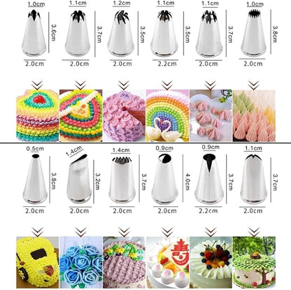 12Pcs Piping Tips Set Flower Frosting Nozzles Icing Tips for Cake Decorating Kit