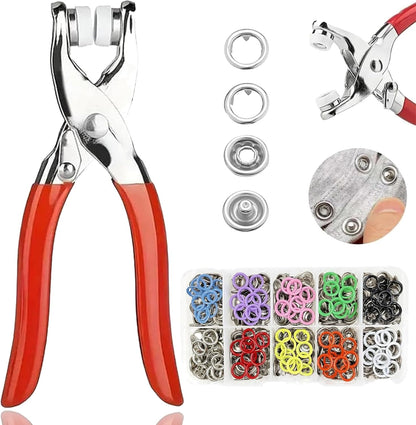 Manual Buckle Tool, Sewing Kit with 100pcs Metal Buttons