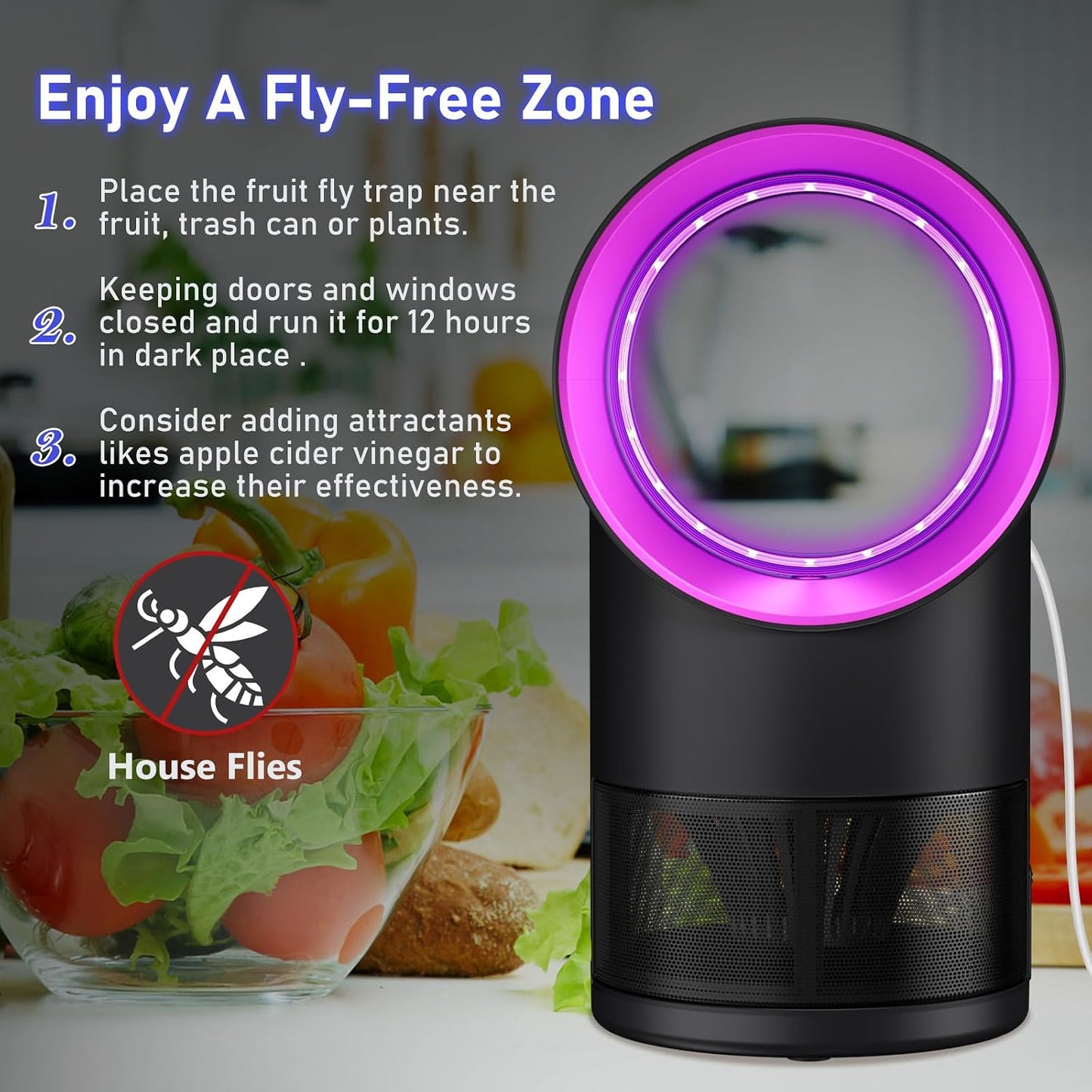 Fruit Fly Trap Indoor Insect Trap with Strong Suction