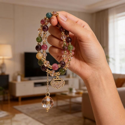 Unisex Double-Strand Gemstone Beaded Bracelet - Adult Beaded Jewelry with Energy Boost, Wealth Attraction, Positivity Benefits,