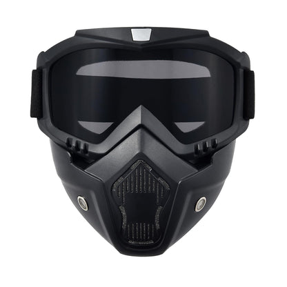 Vintage Bullet Style Motocross Glasses with Detachable Adjustable Face Mask