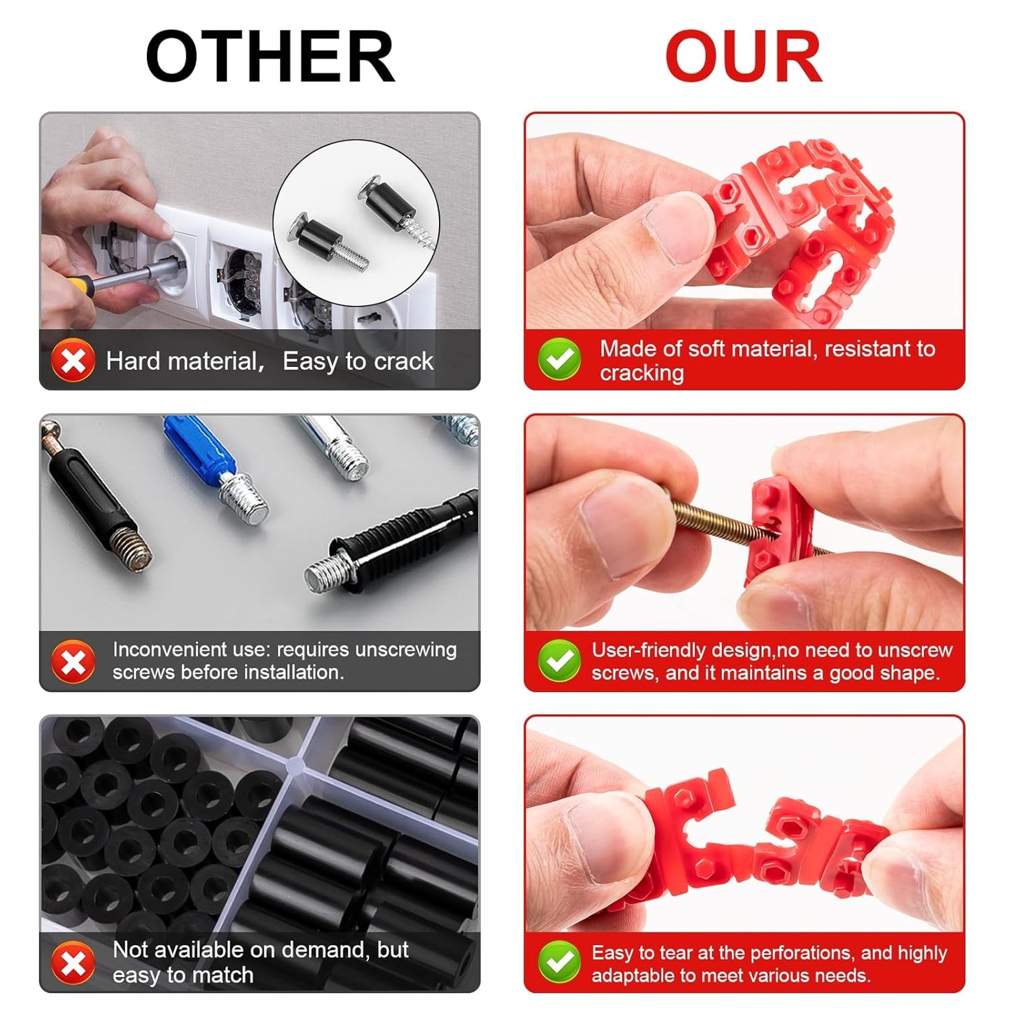 100Pcs Plastic Outlet Spacer Not Pressure Insulation Pad Set